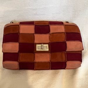 Chanel suede patchwork flap bag